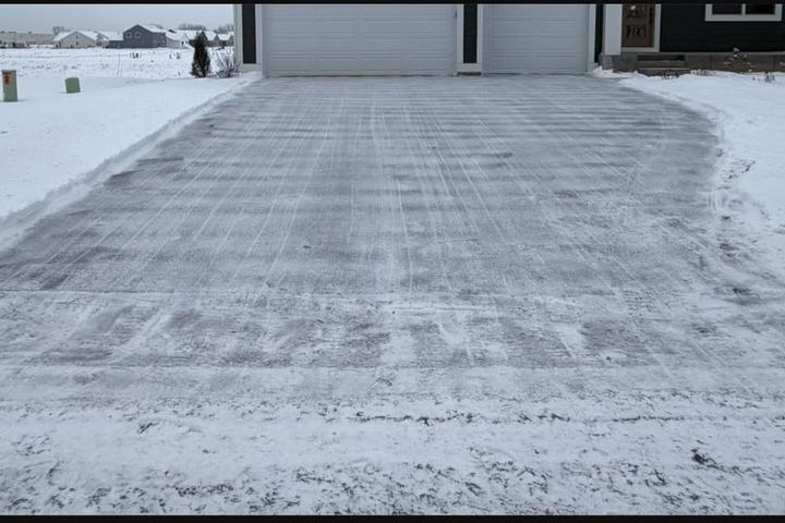 Driveway cleared of snow
